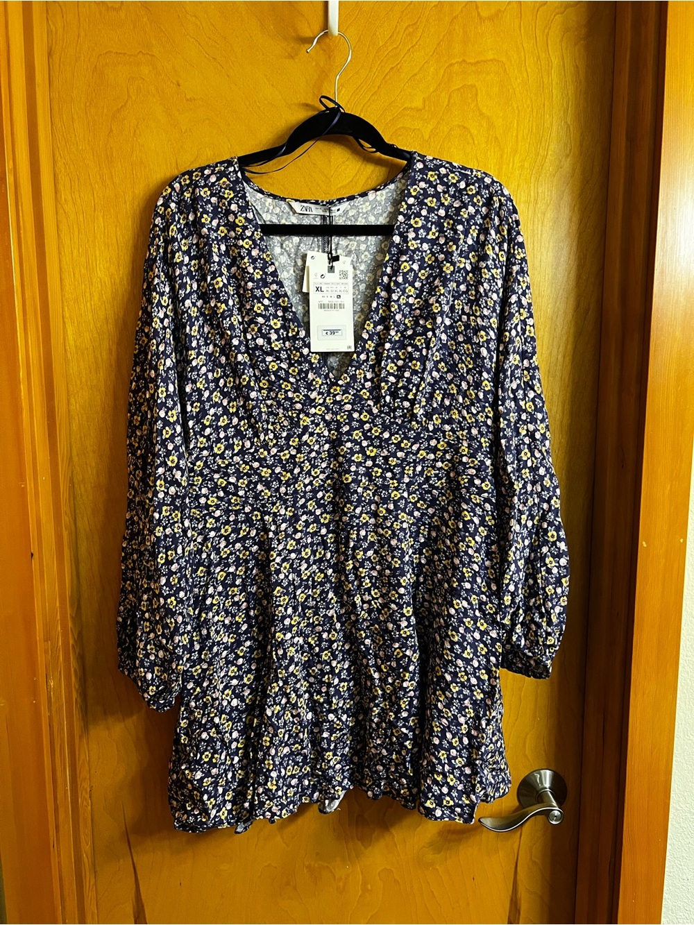 Zara Purple Floral Long Sleeve V-Neck Romper